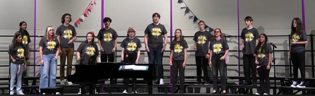 The Westfield High School Chamber Singers performing on risers